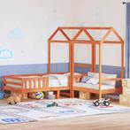 vidaXL Kinderbed met huisje en bankje massief grenenhout, Huis en Inrichting, Slaapkamer | Bedden, 100 cm, Eenpersoons, Bruin