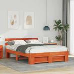vidaXL Bedframe Wasbruin 150 x 200 cm Massief grenenhout, Huis en Inrichting, Slaapkamer | Bedden, Verzenden, Nieuw, Bruin, Hout