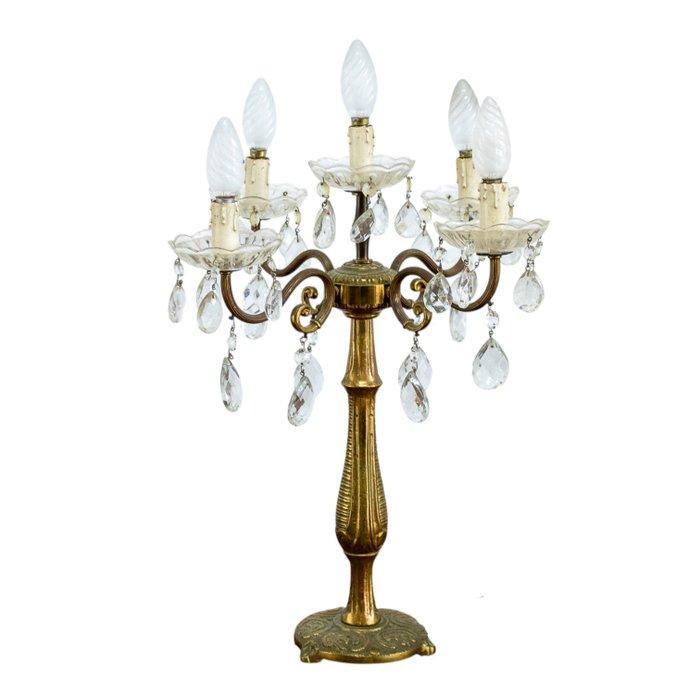 Tafellamp - Kandelaar met voluutarmen en druppelvormige, Antiek en Kunst, Antiek | Overige Antiek