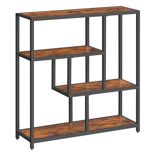 Vintage Boekenrek – 4 Lagen Industrieel Design Hout en Staal, Huis en Inrichting, Kasten | Boekenkasten, 25 tot 50 cm, Met plank(en)