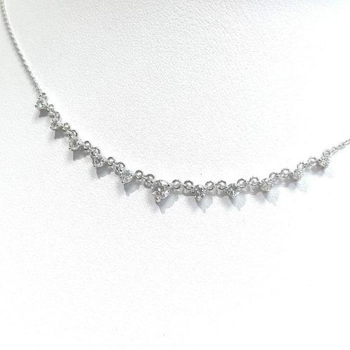 Halsketting - 14 karaat Witgoud - 0.85ct. tw. Diamant, Sieraden, Tassen en Uiterlijk, Kettingen