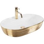 REA Wastafel - Modern Design - Goud/Wit - 61 cm - Opbouwm..., Ophalen of Verzenden, Nieuw