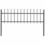 vidaXL Tuinhek met speren bovenkant 1,8 m staal zwart, Verzenden, Nieuw, IJzer, 1 tot 2 meter