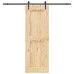 vidaXL Schuifdeur met beslag 80x210 cm massief grenenhout, Doe-het-zelf en Verbouw, Verzenden, Nieuw