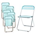 Klapstoel set van 6 Pornainen 74x46x47 cm lichtblauw transpa, Huis en Inrichting, Stoelen, Verzenden, Nieuw