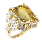 Ring - 18 karaat Geel goud, Witgoud - 10.00ct. tw. Citrien -, Sieraden, Tassen en Uiterlijk, Ringen, Nieuw