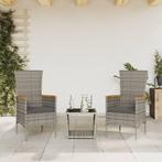 vidaXL 3-delige Tuinset met kussens poly rattan grijs, Tuin en Terras, Tuinsets en Loungesets, Verzenden, Nieuw, Rotan, Tuinset