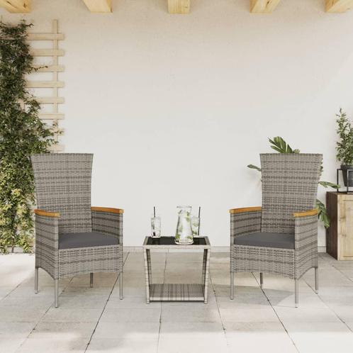 vidaXL 3-delige Tuinset met kussens poly rattan grijs, Tuin en Terras, Tuinsets en Loungesets, Tuinset, Nieuw, Rotan, Verzenden
