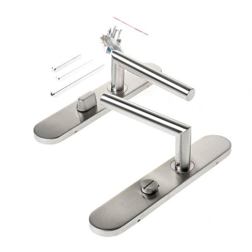 D4E DEURKRUK OP SCHILD 45X245 RVS WC63 L-19MM RECHTS, Doe-het-zelf en Verbouw, Hang- en Sluitwerk, Verzenden