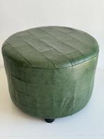 Poef - Groen patchwork leer - Leder - Vintage