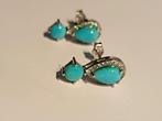 Zonder Minimumprijs - Oorbellen - 9 kt. Witgoud Turquoise -, Nieuw