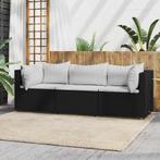 Loungeset Poly Rattan Zwart | Gebruikt | 65% Korting, Tuin en Terras, Tuinsets en Loungesets, Rotan, 3 zitplaatsen, Nieuw, Ophalen of Verzenden