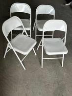 Stoel - Metaal - Set van vier vouwstoelen van wit emaille, Antiek en Kunst