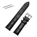 Fako® - Horlogebandje - Echt Leer - 20mm - Croco - Zwart, Verzenden, Nieuw