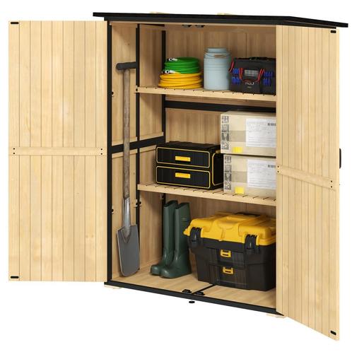 TRUUSK Houten Tuinkast met 2 Deuren - Weerbestendig - Asfalt, Tuin en Terras, Bergingen en Tuinkasten, Nieuw, Verzenden