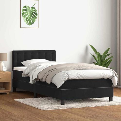 vidaXL Boxspring met matras fluweel zwart 90x220 cm, Huis en Inrichting, Slaapkamer | Bedden, Zwart, Nieuw, Stof, Verzenden