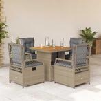 vidaXL 5-delige Tuinset met kussens poly rattan beige, 4 zitplaatsen, Nieuw, Tuinset, Verzenden