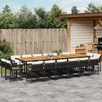 vidaXL 17-delige Tuinset met kussens poly rattan zwart, 6 zitplaatsen, Nieuw, Tuinset, Verzenden