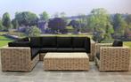 Nissah XL hoek loungeset links 4-delig naturel rotan, Ophalen of Verzenden, Nieuw