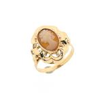 Vintage gouden ring met camee (klassiek, geelgoud), Sieraden, Tassen en Uiterlijk, Ringen, Gebruikt, Overige kleuren, Ophalen of Verzenden