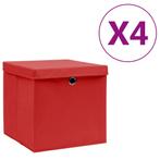 vidaXL Opbergboxen met deksel 4 st 28x28x28 cm rood, Nieuw, Verzenden