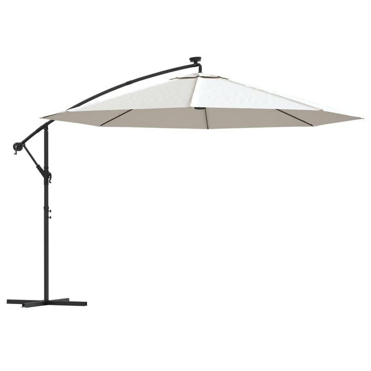 Luxe Parasol 350cm met LED | Gebruikt | Zomerdeal, Tuin en Terras, Parasols, 3 tot 4 meter, Nieuw, Zweefparasol, Ophalen of Verzenden