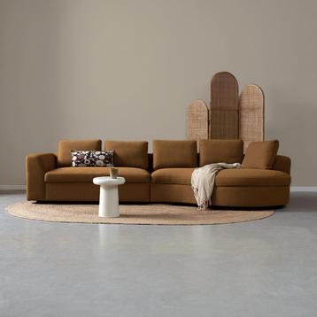 *WOONWINKEL* Bank Caramel Met Ronde Lounge Rechts beschikbaar voor biedingen