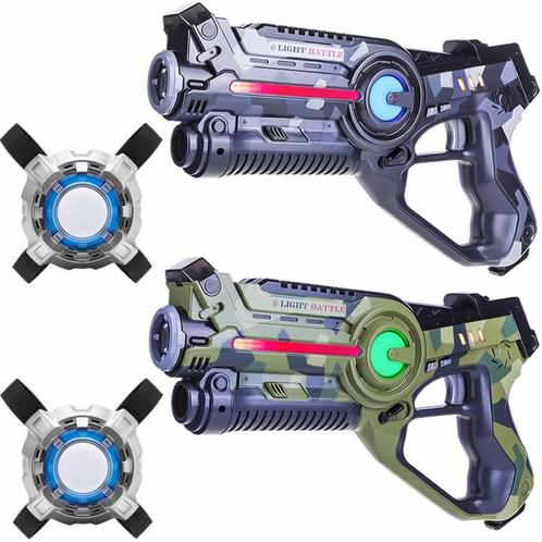 Light Battle lasergun set - 2 laserguns groen/grijs +, Kinderen en Baby's, Speelgoed | Buiten | Actiespeelgoed, Nieuw, Ophalen of Verzenden
