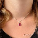 925 zilveren ketting met robijn hanger – vurig en elegant, Sieraden, Tassen en Uiterlijk, Kettingen, Verzenden, Nieuw, Zilver