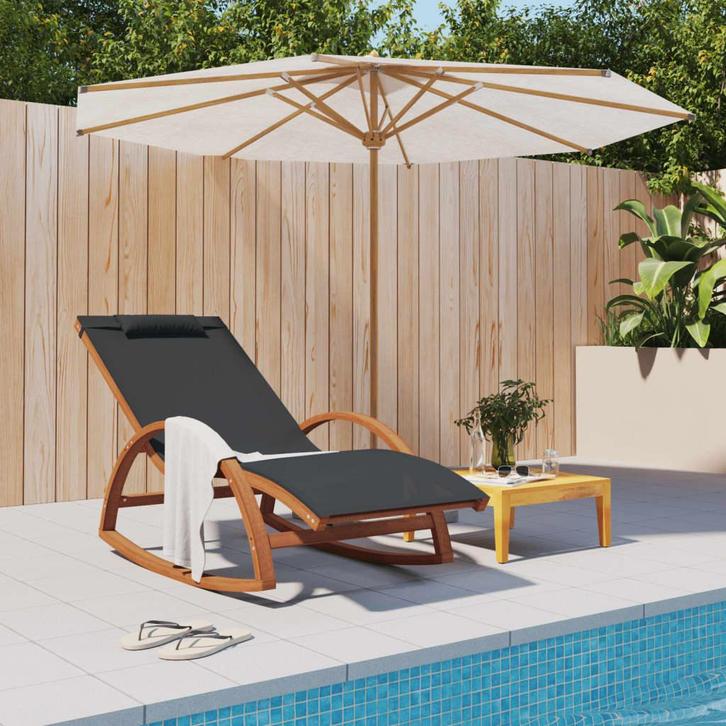 vidaXL Schommelstoel textileen en massief populierenhout, Tuin en Terras, Ligbedden, Nieuw, Verzenden