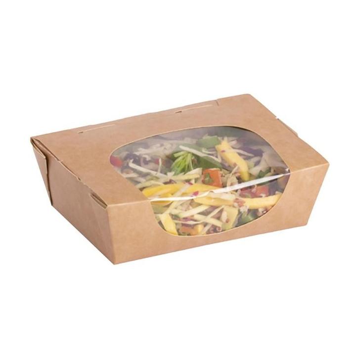 Colpac Zest kraft saladebakken met acetaat venster en, Huis en Inrichting, Keuken | Keukenbenodigdheden, Verzenden