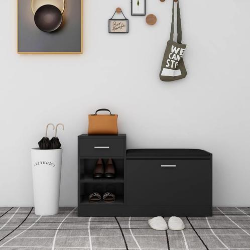 vidaXL Schoenenbank 94,5x31x57 cm bewerkt hout zwart, Huis en Inrichting, Kasten | Schoenenrekken, Nieuw, Verzenden