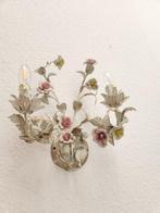 Wandlamp - IJzer, Porselein - Smetachtig chic rozen Tole, Antiek en Kunst