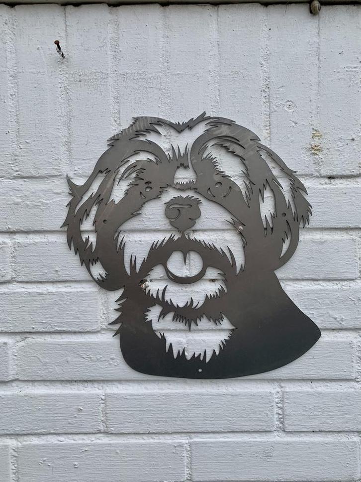 Tuindecoratie Shi Tzu -Maltezer boomer | 34.0 cm x 32.0 cm, Tuin en Terras, Tuinwanddecoratie, Verzenden