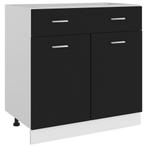 vidaXL Onderkast met lade Lyon 80x46x81,5 cm bewerkt hout, Huis en Inrichting, Keuken | Keukenelementen, Verzenden, Nieuw, Zwart