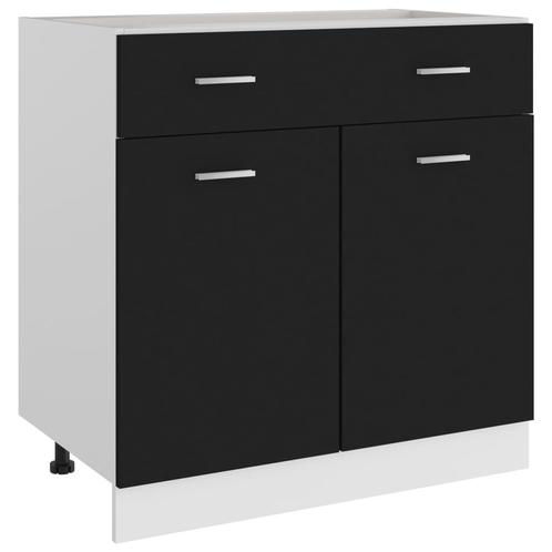 vidaXL Onderkast met lade Lyon 80x46x81,5 cm bewerkt hout, Huis en Inrichting, Keuken | Keukenelementen, Zwart, Nieuw, Verzenden
