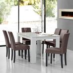 Eetkamerset Nora eethoek 7-delig tafel en stoelen wit en bru, Verzenden, Nieuw