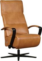 Cognac leren industriële relaxfauteuil - met stervoet chroom, Huis en Inrichting, Fauteuils, Nieuw, Ophalen of Verzenden, 50 tot 75 cm