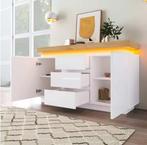 Hoogglans Dressoir 140 cm – Wit met 5 Lades en LED Licht, Huis en Inrichting, Kasten | Dressoirs, Verzenden, Nieuw