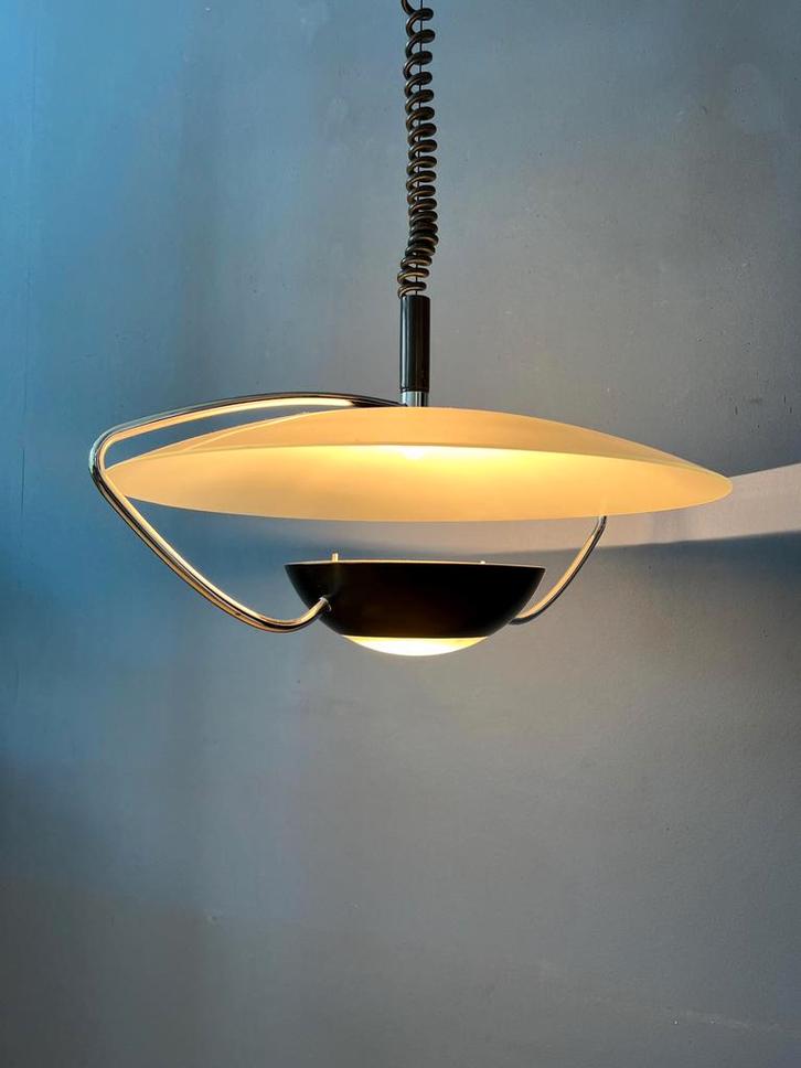 Oval 90s Glass Suspension Pendant Lamp, Huis en Inrichting, Lampen | Hanglampen, Ophalen of Verzenden