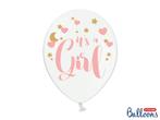 Pastel Puur Witte Ballonnen Its A Girl Pink/Goud (6st), Nieuw, Ophalen of Verzenden