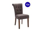 Veiling - Stoel Dora (set van 12) Stof - Bruin - Eikenhout, Nieuw