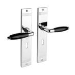 Geveerde deurklink Retro glanzend nikkel op schild met sl..., Ophalen of Verzenden, Nieuw, IJzer, Klink of Kruk