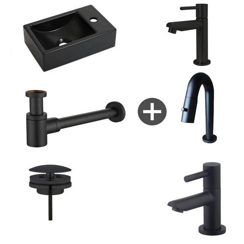Fonteinpack Houston Rechts Mat Zwart Keramiek 37x23 cm Mat, Doe-het-zelf en Verbouw, Sanitair, Overige typen, Nieuw, Ophalen of Verzenden