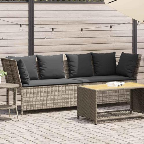 vidaXL Tuinbank met kussens poly rattan lichtgrijs, Tuin en Terras, Tuinsets en Loungesets, Nieuw, Rotan, Verzenden