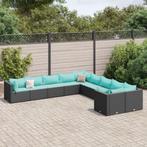 vidaXL 10-delige Loungeset met kussens poly rattan zwart, Meer dan 8 zitplaatsen, Nieuw, Loungeset, Verzenden
