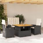 vidaXL 4-delige Tuinset met kussens poly rattan zwart, Tuin en Terras, 4 zitplaatsen, Nieuw, Tuinset, Verzenden