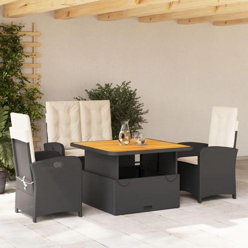 vidaXL 4-delige Tuinset met kussens poly rattan zwart, Tuin en Terras, Tuinsets en Loungesets, Tuinset, Nieuw, 4 zitplaatsen, Rotan