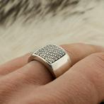 Zilveren brede pavé ring met zirconia | TiSento (pave gezet, Sieraden, Tassen en Uiterlijk, Ringen, 18 tot 19, Gebruikt, Overige kleuren