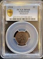 Koningin Wilhelmina 1 cent 1924 MS65 Blackened PCGS, Postzegels en Munten, Munten | Nederland, Losse munt, Verzenden